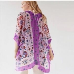 NWT URBAN OUTFITTERS sheer floral paisley boho poncho cape